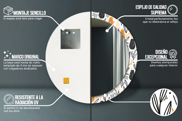 Miroir rond imprimé Modèle papai