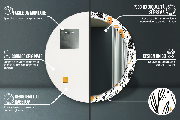 Miroir rond imprimé Modèle papai