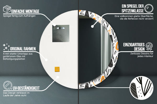 Miroir rond imprimé Modèle papai