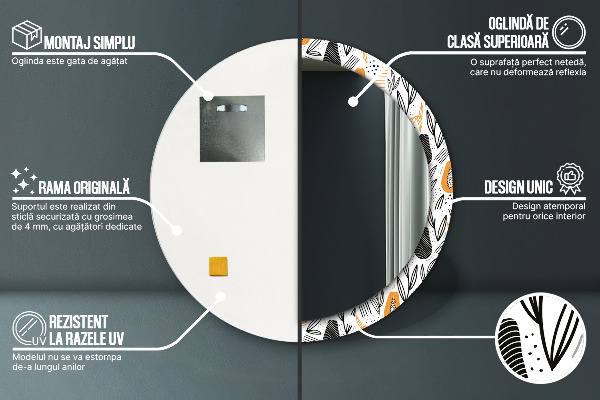 Miroir rond imprimé Modèle papai