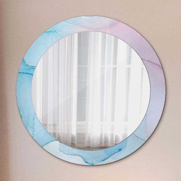 Miroir rond avec décoration Texture en marbre moderne