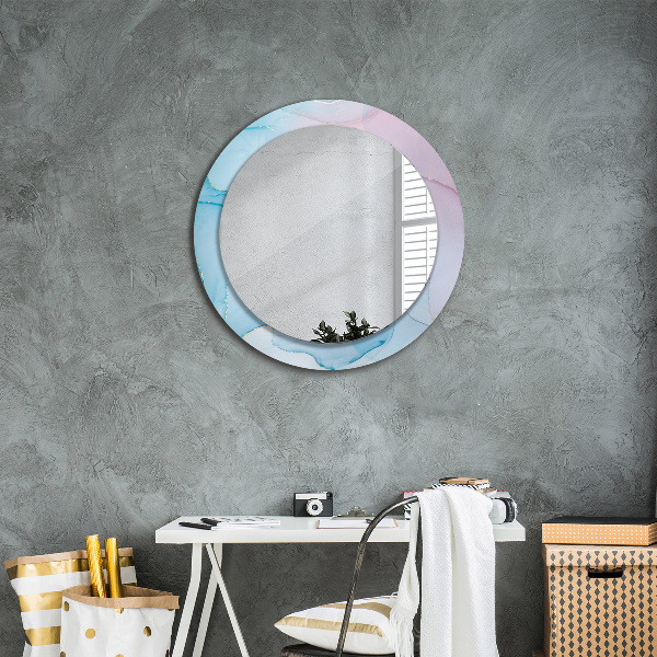 Miroir rond avec décoration Texture en marbre moderne