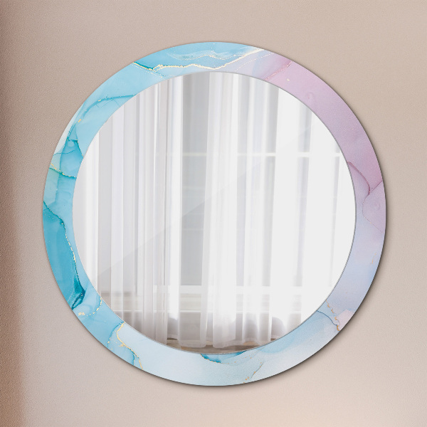 Miroir rond avec décoration Texture en marbre moderne