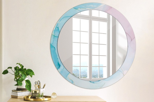 Miroir rond avec décoration Texture en marbre moderne