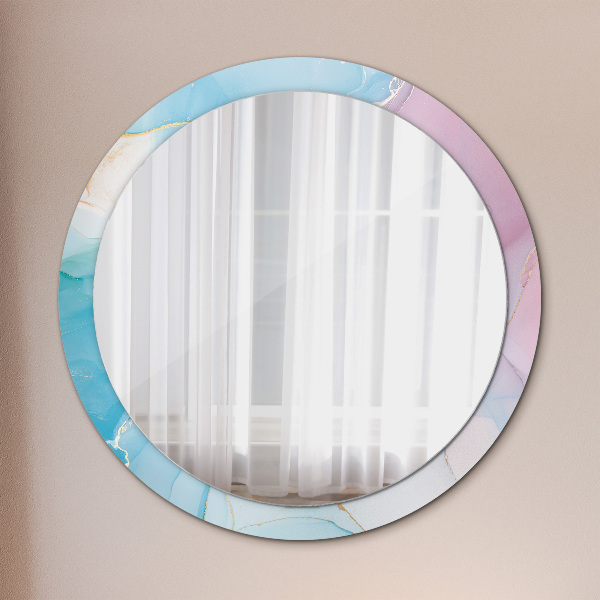 Miroir rond avec décoration Texture en marbre moderne