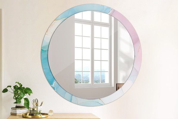 Miroir rond avec décoration Texture en marbre moderne