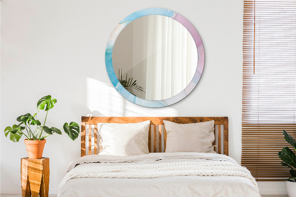 Miroir rond avec décoration Texture en marbre moderne
