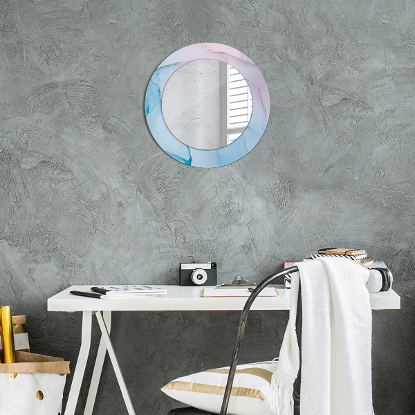 Miroir rond avec décoration Texture en marbre moderne