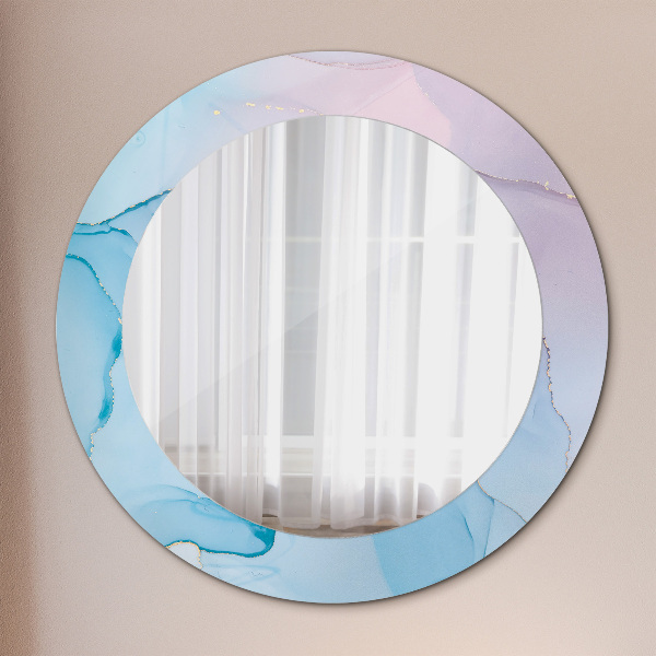 Miroir rond avec décoration Texture en marbre moderne