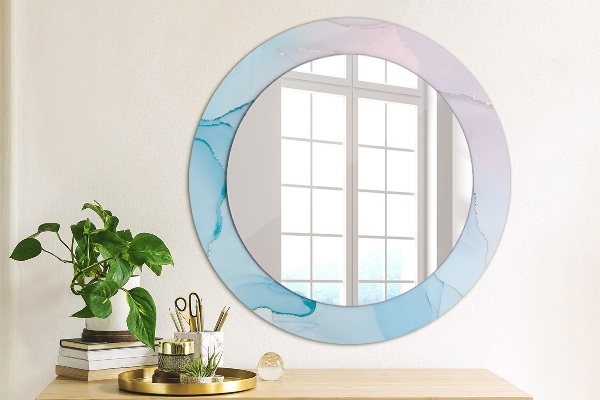 Miroir rond avec décoration Texture en marbre moderne