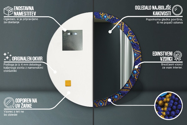 Miroir rond avec décoration Composition décorative