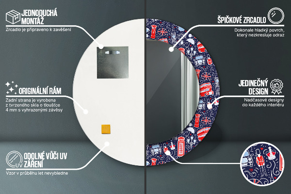 Miroir rond avec décoration Symbole de londres