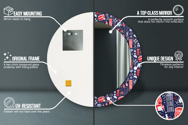 Miroir rond avec décoration Symbole de londres