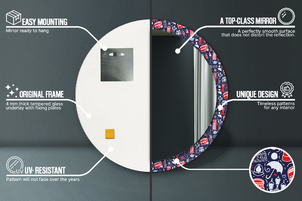 Miroir rond avec décoration Symbole de londres