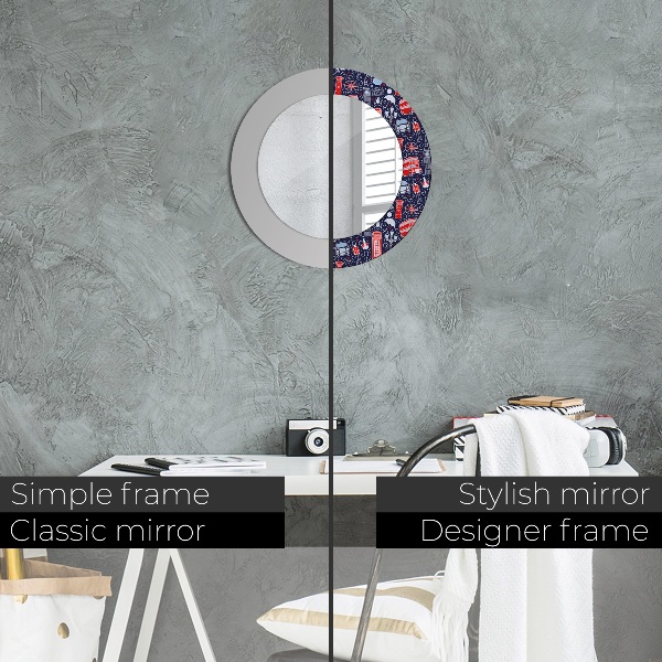 Miroir rond avec décoration Symbole de londres