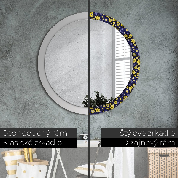 Miroir rond avec décoration Douces petites fleurs