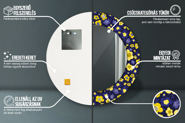 Miroir rond avec décoration Douces petites fleurs