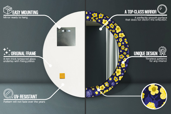 Miroir rond avec décoration Douces petites fleurs