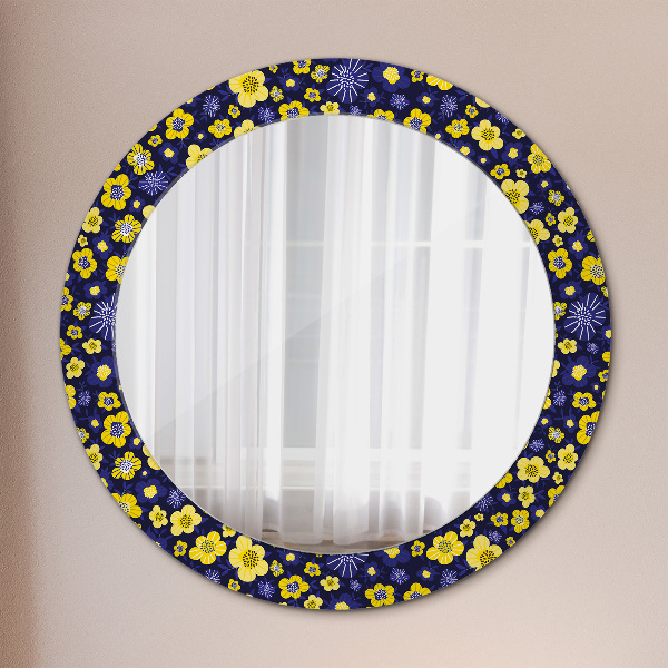Miroir rond avec décoration Douces petites fleurs