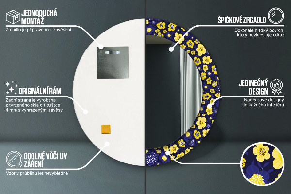 Miroir rond avec décoration Douces petites fleurs