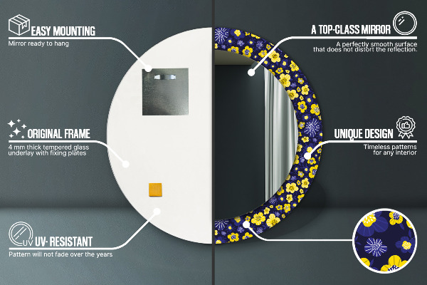Miroir rond avec décoration Douces petites fleurs