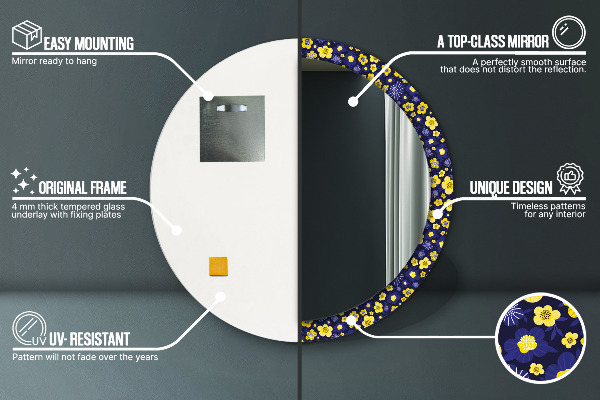 Miroir rond avec décoration Douces petites fleurs