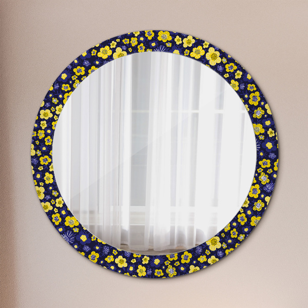 Miroir rond avec décoration Douces petites fleurs