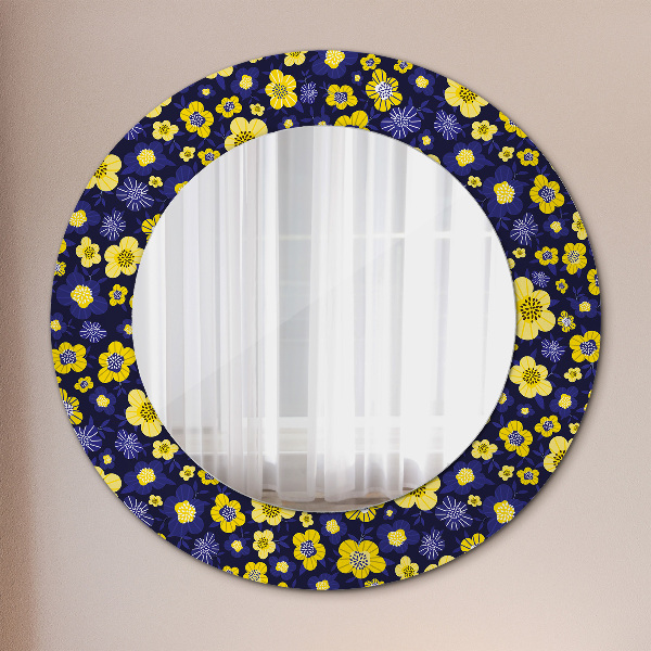Miroir rond avec décoration Douces petites fleurs