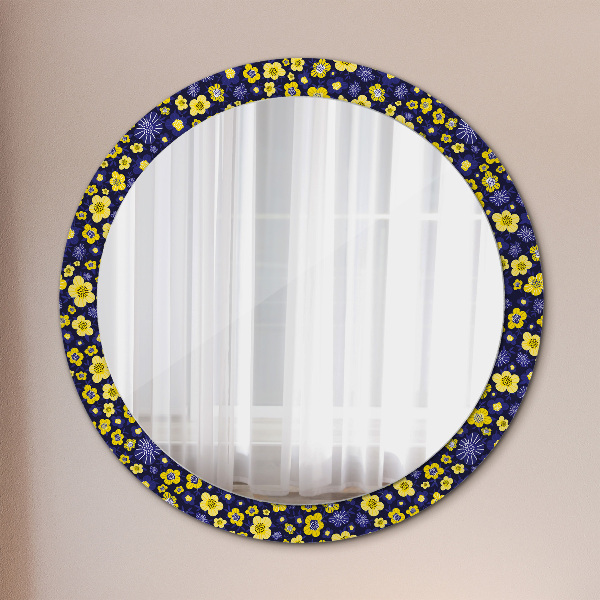 Miroir rond avec décoration Douces petites fleurs