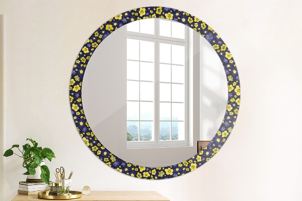 Miroir rond avec décoration Douces petites fleurs