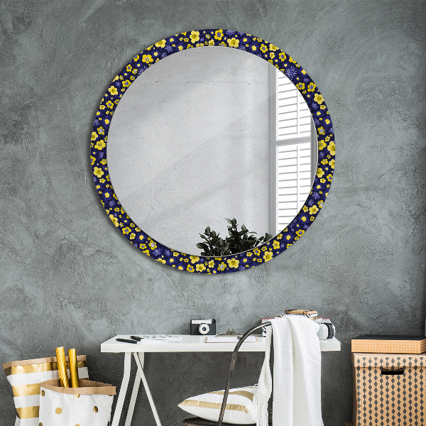 Miroir rond avec décoration Douces petites fleurs