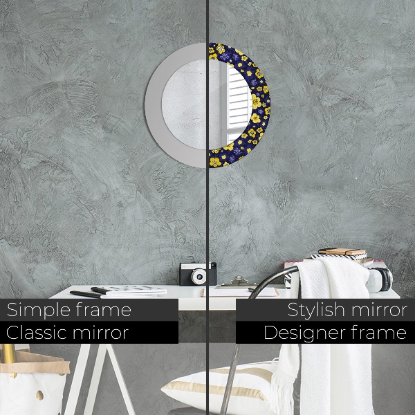 Miroir rond avec décoration Douces petites fleurs