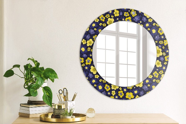 Miroir rond avec décoration Douces petites fleurs