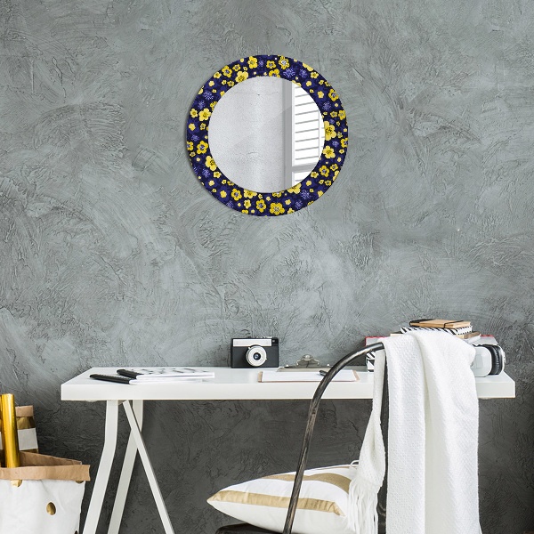 Miroir rond avec décoration Douces petites fleurs