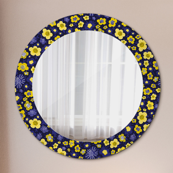 Miroir rond avec décoration Douces petites fleurs