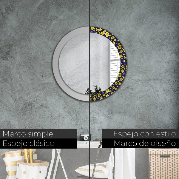 Miroir rond avec décoration Douces petites fleurs