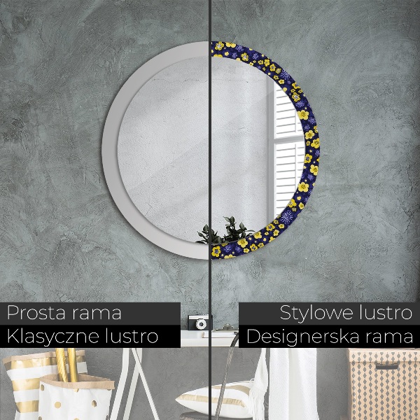 Miroir rond avec décoration Douces petites fleurs