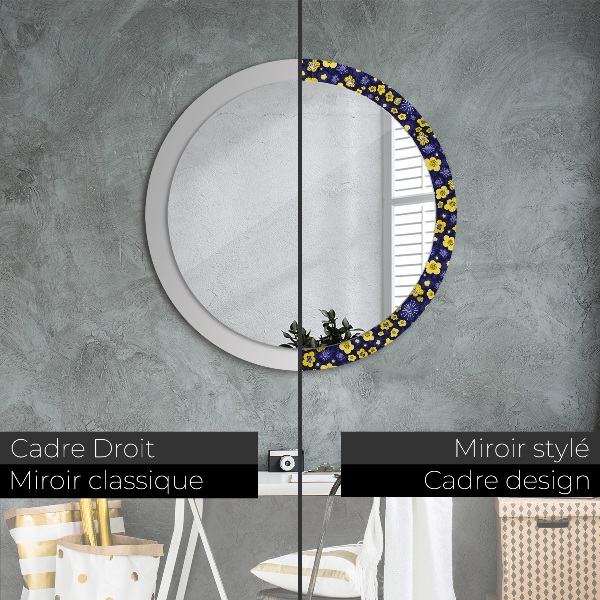 Miroir rond avec décoration Douces petites fleurs