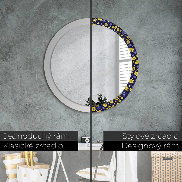 Miroir rond avec décoration Douces petites fleurs