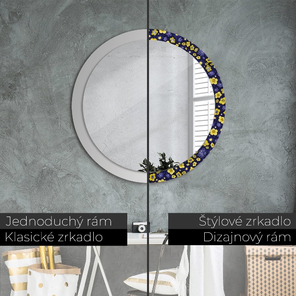 Miroir rond avec décoration Douces petites fleurs