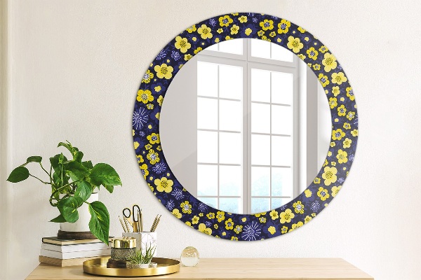 Miroir rond avec décoration Douces petites fleurs