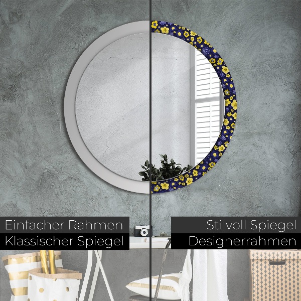 Miroir rond avec décoration Douces petites fleurs