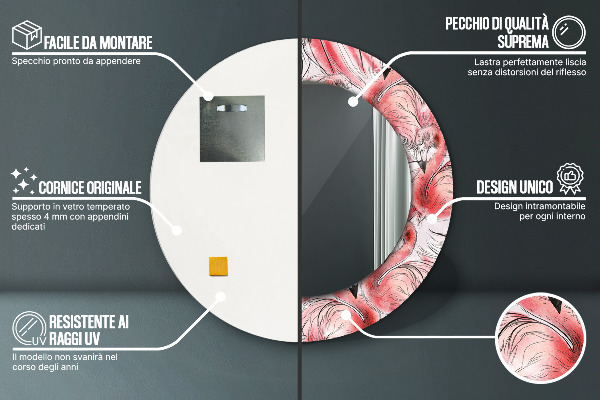 Miroir rond avec décoration Motif flamboyant