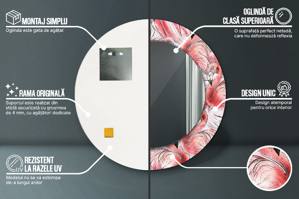 Miroir rond avec décoration Motif flamboyant