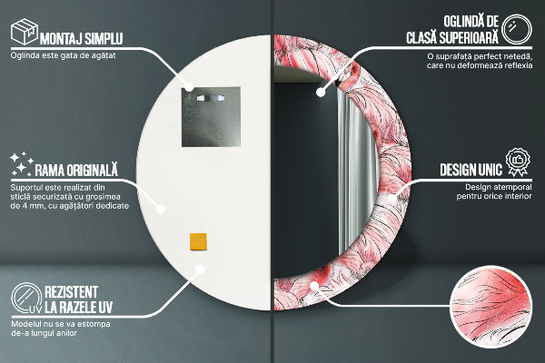 Miroir rond avec décoration Motif flamboyant