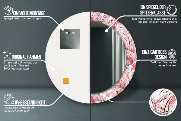 Miroir rond avec décoration Motif flamboyant