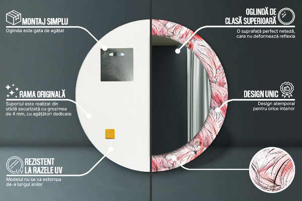 Miroir rond avec décoration Motif flamboyant