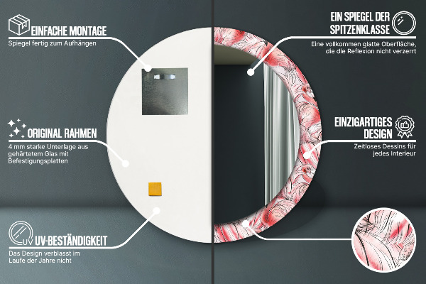 Miroir rond avec décoration Motif flamboyant