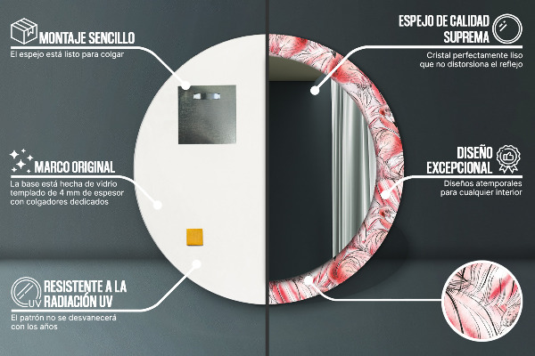 Miroir rond avec décoration Motif flamboyant