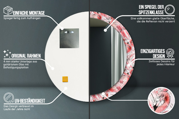 Miroir rond avec décoration Motif flamboyant